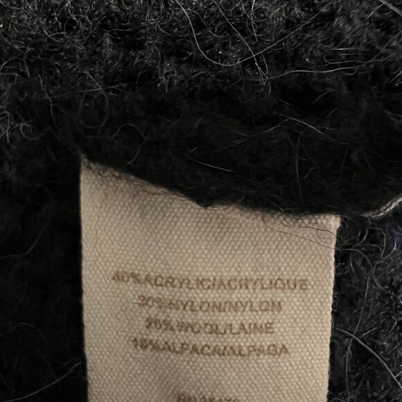 Free People Black Textured Knit Sweater Slouchy V-Neck Pullover M Wool Blend - Picture 6 of 8